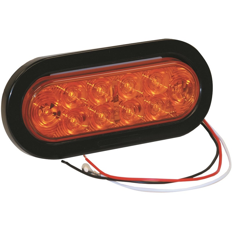 Buyers – 6-1-2″ Oval Turn & Park Light, 10 LED Amber w-Plug & Grommet
