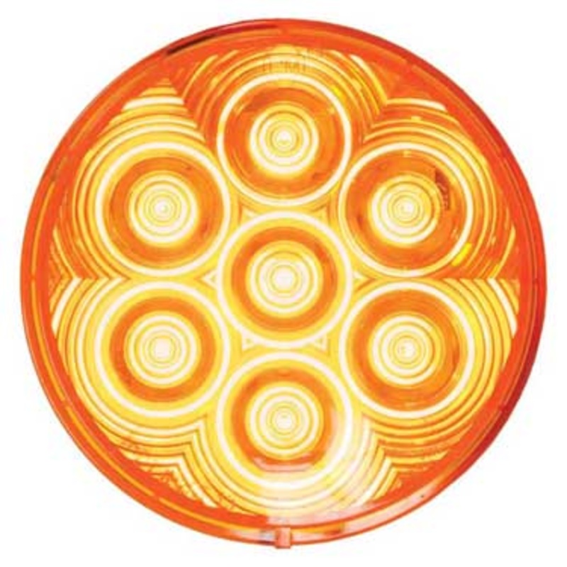 LumenX   817A-7   Amber Grommet Mount   4″ Round LED Front & Rear Turn Signal, AMP Single