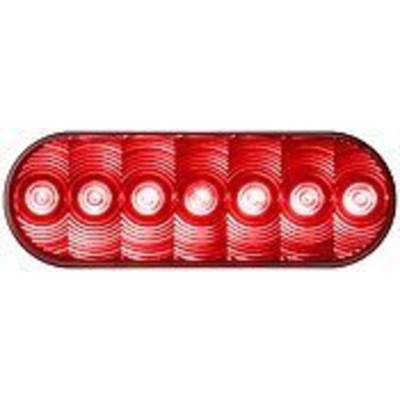 LumenX   820R-7   Red Grommet Mount   Oval LED Stop, Turn & Tail Light, AMP Single