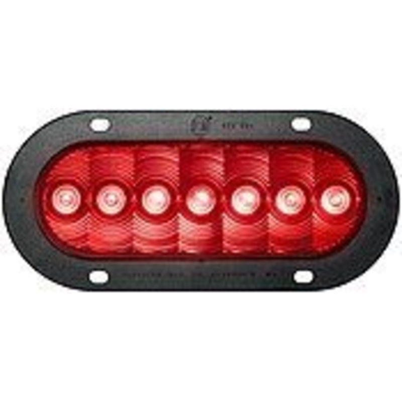 LumenX   822R-7   Red Flange Mount   Oval LED Stop, Turn & Tail Light, PL3 Single