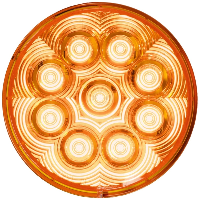 LumenX  817A-9   Amber Grommet Mount   4″ Round LED Front & Rear Turn Signal, AMP Single