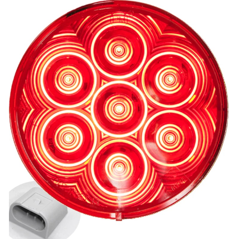 LumenX 817R-7 Red Grommet Mount 4″ Round LED Stop, Turn & Tail Lights, AMP Single
