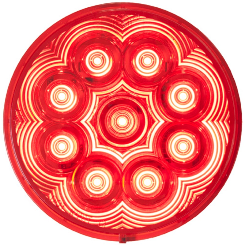 LumenX   817R-9   Red Grommet Mount   4″ Round LED Stop, Turn & Tail Lights, AMP Single