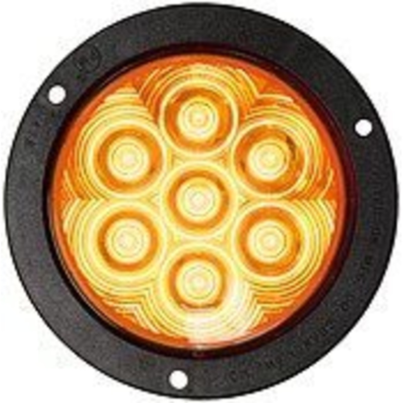 LumenX   824A-7   Amber Flange Mount   4″ Round LED Front & Rear Turn Signal, PL3
