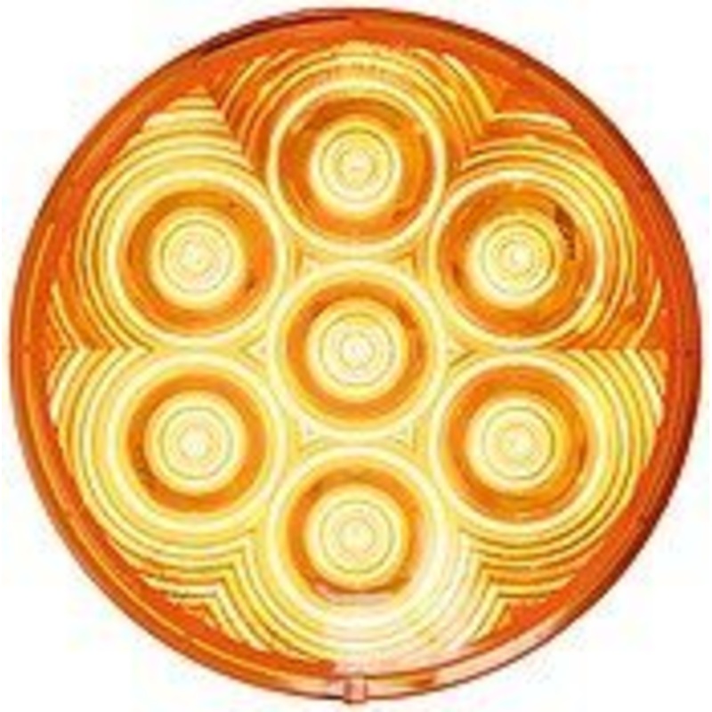 LumenX   826A-7   Amber Grommet Mount   4″ Round LED Front & Rear Turn Signal, PL3
