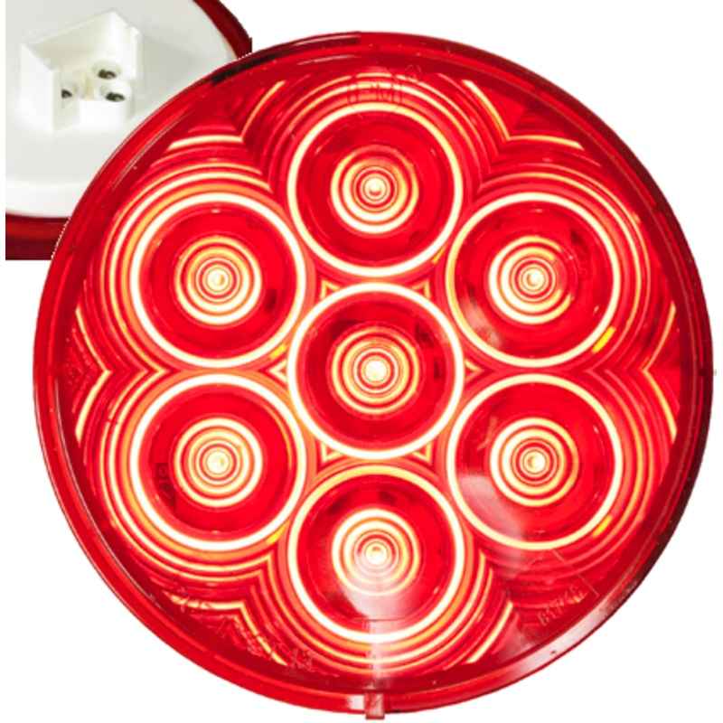 LumenX   826R-7   Red Grommet Mount   4″ Round LED Stop, Turn & Tail Lights, PL3 Single