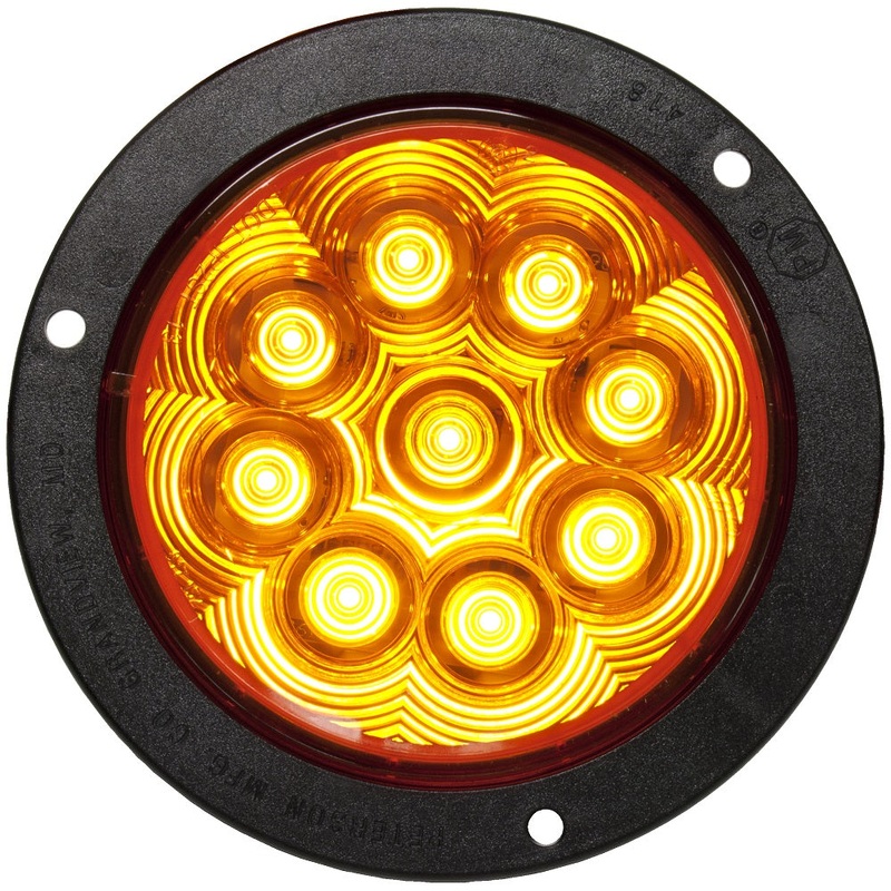 LumenX   M818A-9   Amber Flange Mount   4″ Round LED Front & Rear Turn Signal, AMP