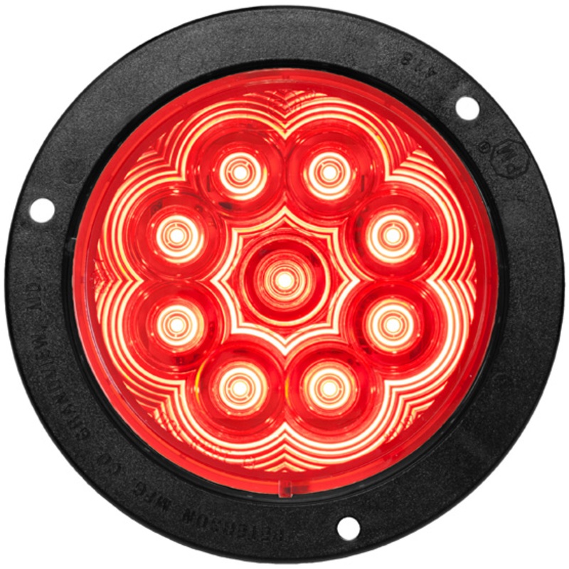 LumenX   M818R-9   Red Flange Mount   4″ Round LED Stop, Turn & Tail Lights, AMP