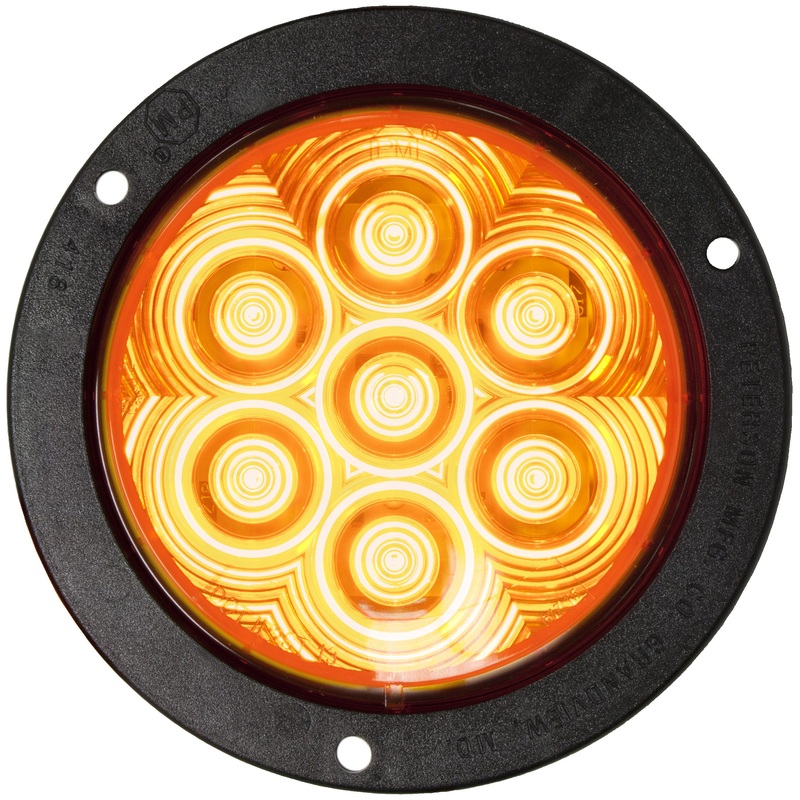 LumenX   M824A-7   Amber Flange Mount   4″ Round LED Front & Rear Turn Signal, PL3
