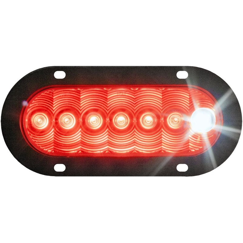 LumenX   M881-7   Red Flange Mount   Oval LED Combo S-T-T & Back-Up Light 50 Piece Carton