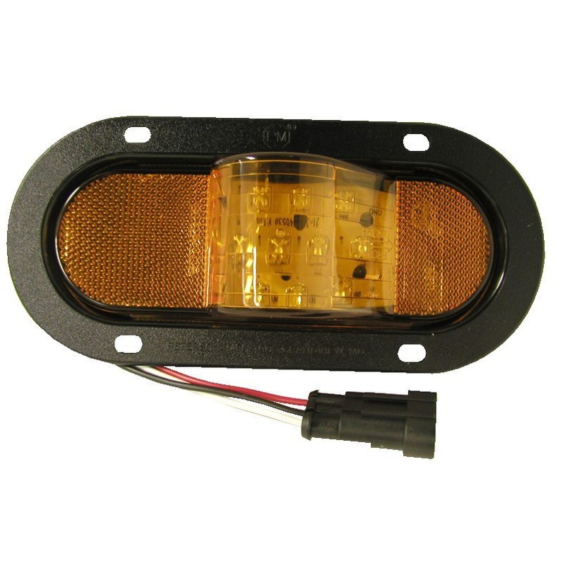 Piranha LED   350AF   Amber w-Flange & Hard-Shell Connector   Mid-Turn Oval Amber Light