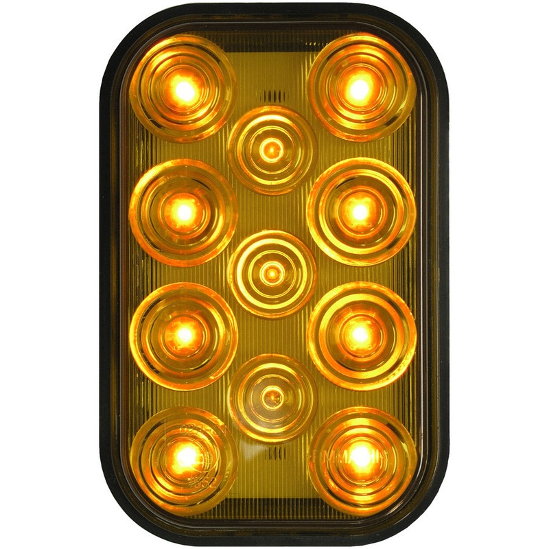 Piranha LED   850A   Amber, 6.5ft Leads   Rectangular Rear Indicator Light Single