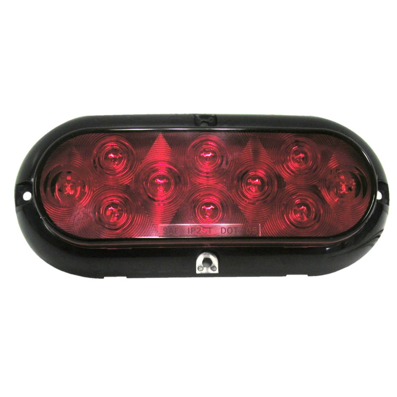 Piranha LED 423R-4 Multi-Volt Red, Surface Mount, Oval Stop, Turn & Tail Light Single
