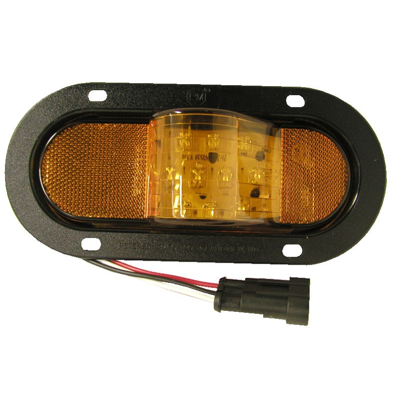 Piranha  LED   M350AF   Amber w-Flange   Mid-Turn Oval Amber Light