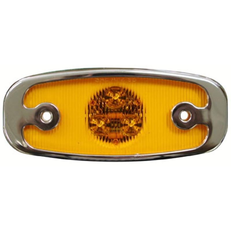 Piranha LED V133XA Amber w-Chrome Bezel, 3-Diode Clearance-Side Marker Light (6 Pcs)
