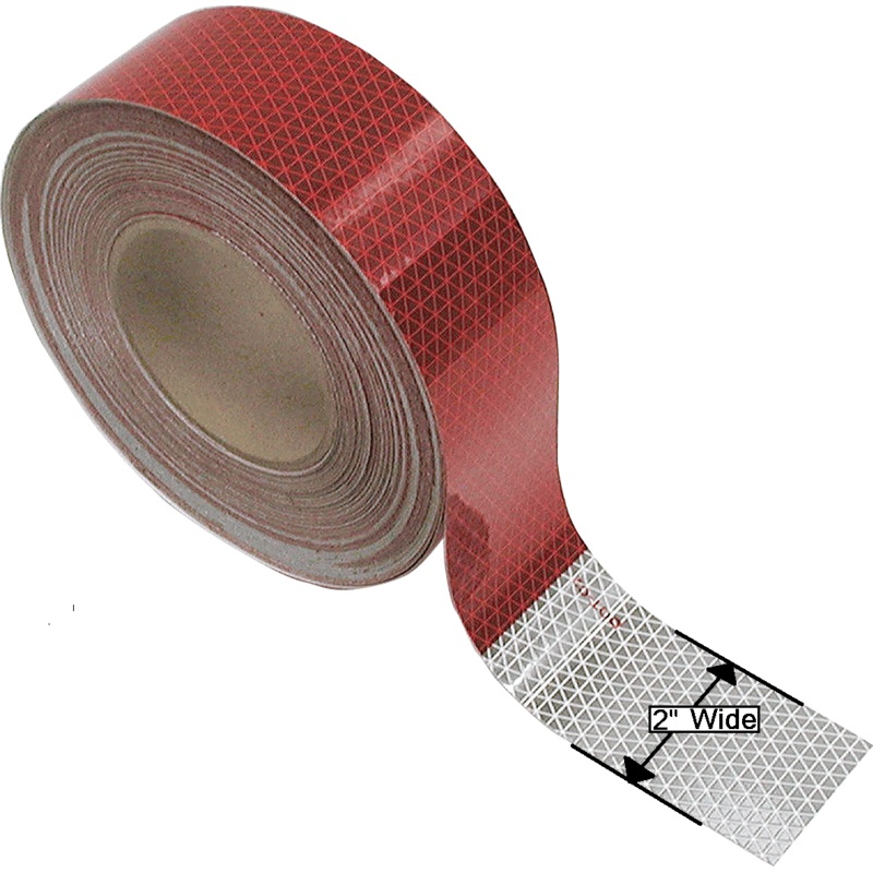 PM   465-1   600 CP Red-White 2″ Wide Roll   Reflective Marking Tape