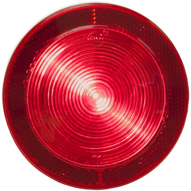 PM   827R   Red w-Reflex   4″ Round LED Stop, Turn & Tail Lights w-Reflex