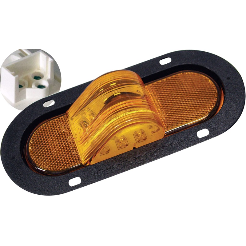 PM   351AF   Amber w-Flange   Oval LED Auxiliary-Mid-Turn Light Single