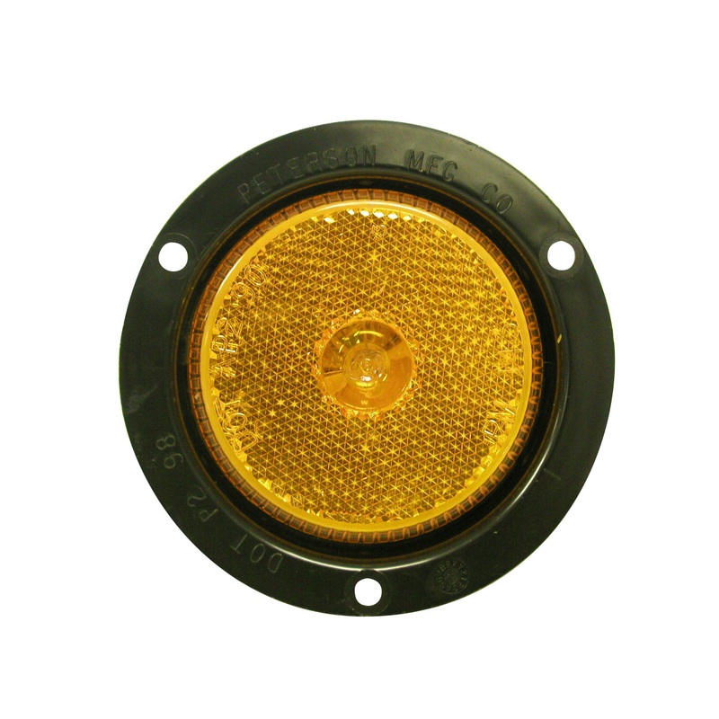 PM   M143FA   Amber w-Flange   2 1-2″ Clearance-Side Marker Light w-Reflex