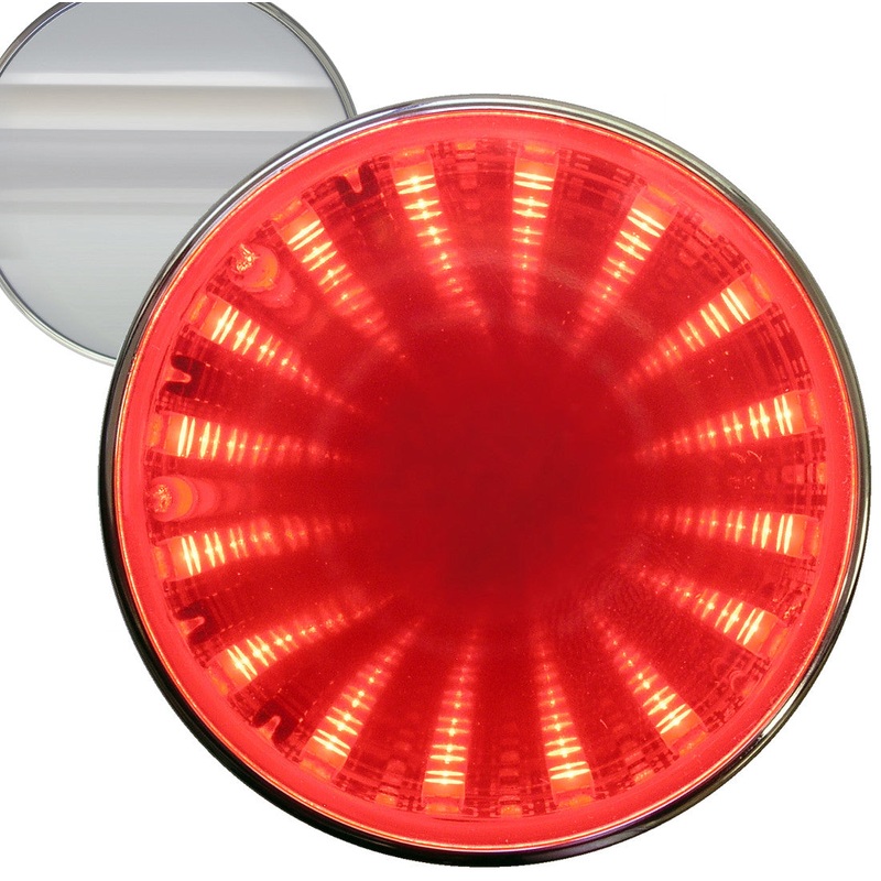 PM   M274R   Red Tunnel, 2″   Round LED Auxiliary Tunnel Lights w-3D Illusion