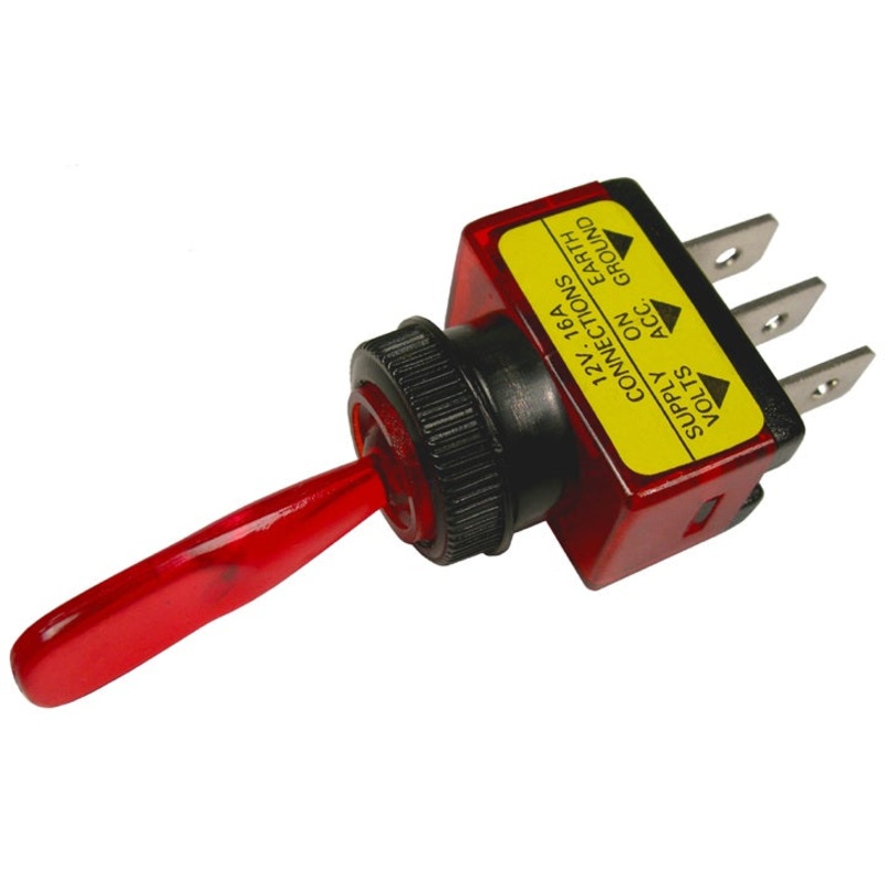 PM V5536PT   Illuminated Red SPST Toggle Switch (Vis-Pack)
