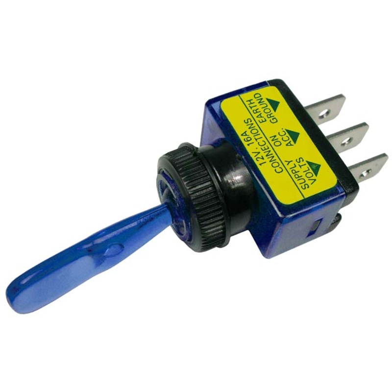 PM V5537PT   Illuminated Blue SPST Toggle Switch