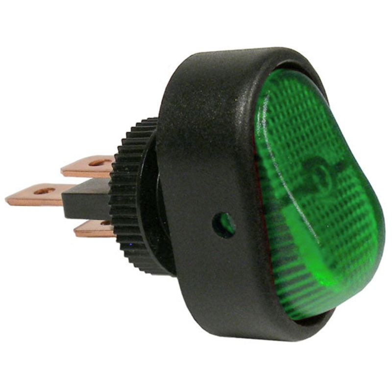 PM V5583PT   Green On-Off Oblong Rocker Switch
