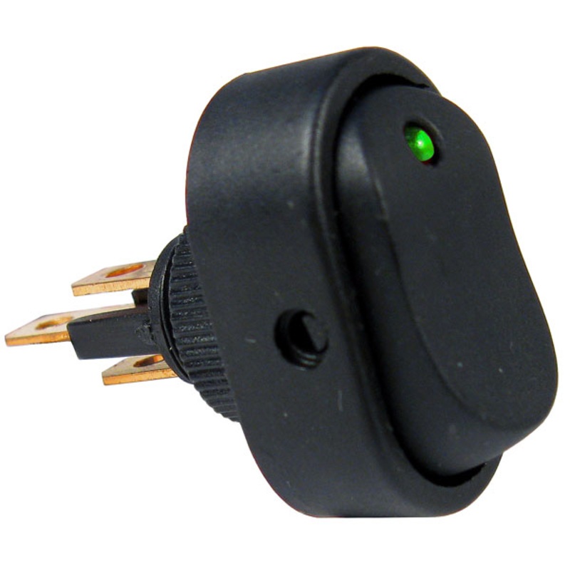 PM V5587PT   Green LED On-Off Oblong Rocker Switch Vis-Pack Single Vis-Pack