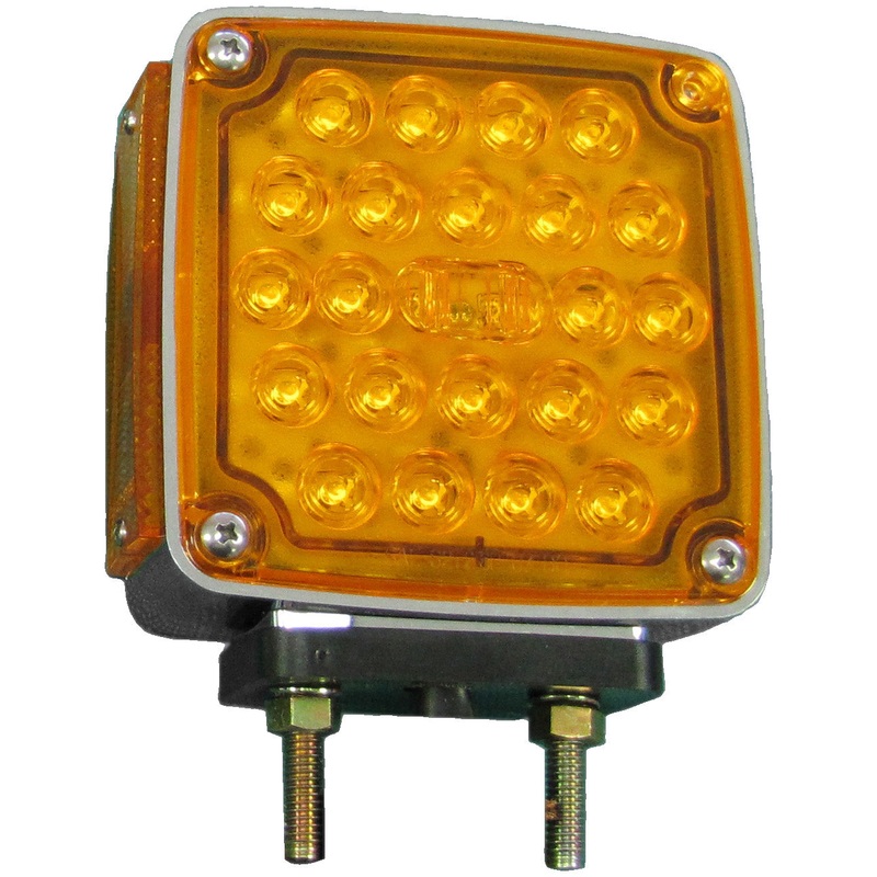 PM V327R Amber-Red Curbside LED Double-Face Park & Turn Light w- Side Marker (6 Pcs)