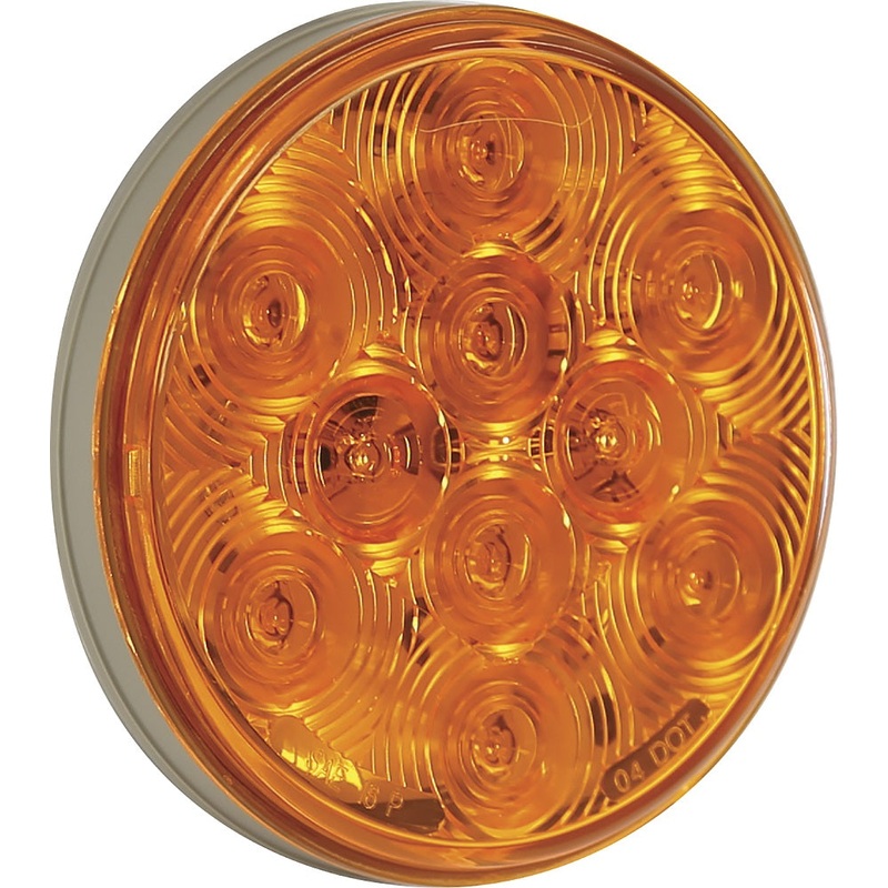Buyers – 4″ Round, 10 LED Amber, Amp-style connection, Bulk