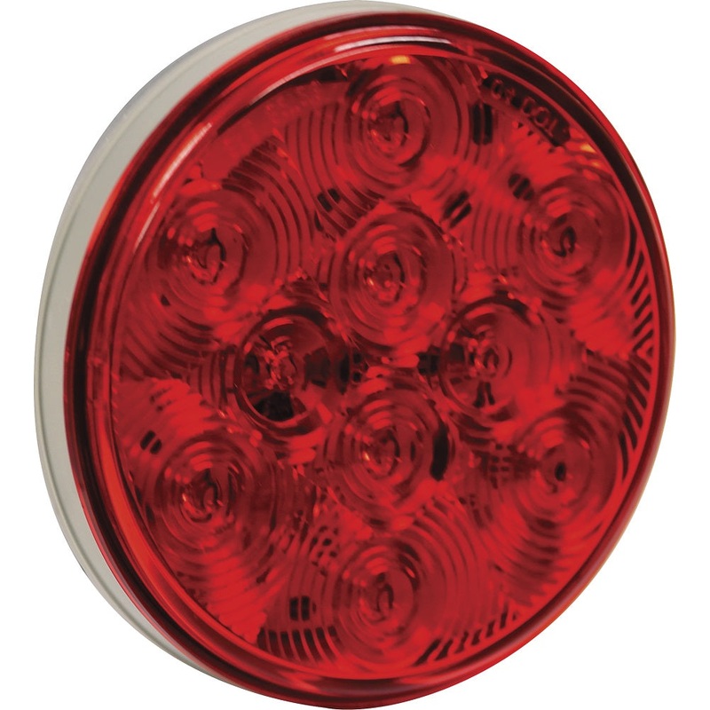 Buyers – 4″ Round, 10 LED Red, Amp-style connection, bulk