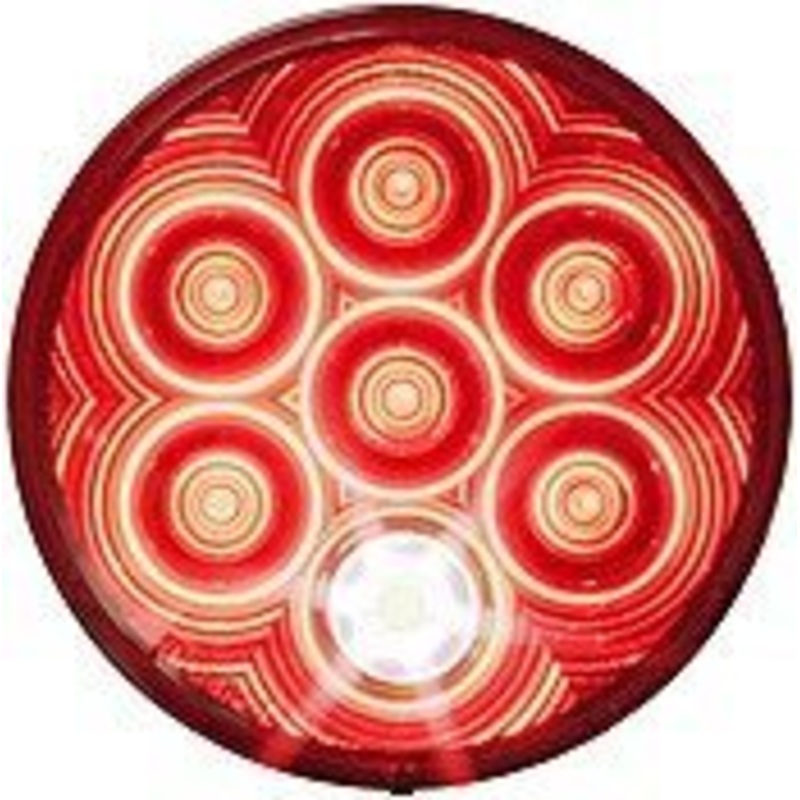 LumenX PM 882-7P  4″ Round LED Combo S-T-T & Back-Up Light, Red Grommet Mount w-Plug Single