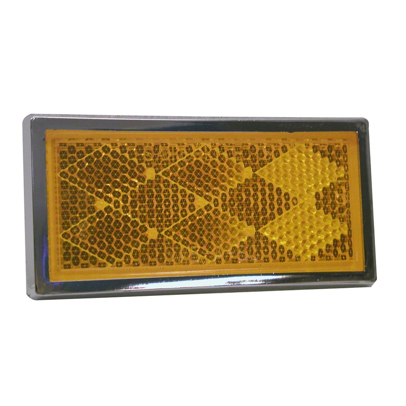 PM 484A   Amber, Chrome   Rectangular Quick-Mount Reflectors  (2 piece poly-bag) 2 Piece Poly-Bag
