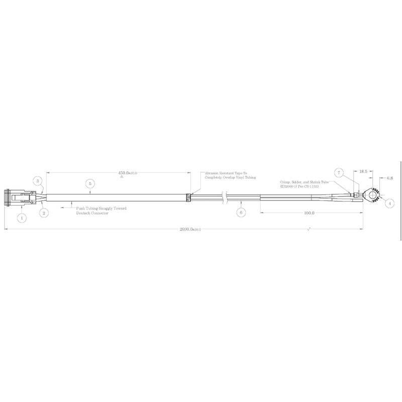 TYRI 07-296 Wire Harness, 106″ long, Deutsch DT06-2S Connector